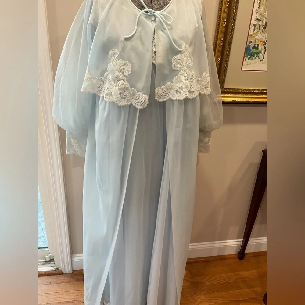 🆕Kayser baby blue peignoir‎ set-NWT/deadstock-size medium ladies VTG Rockabilly